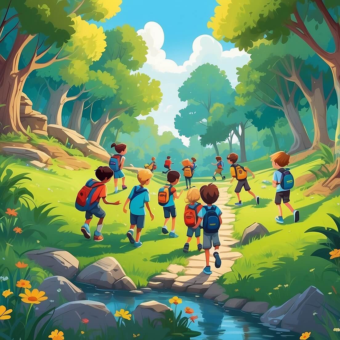 kids exploring the forest